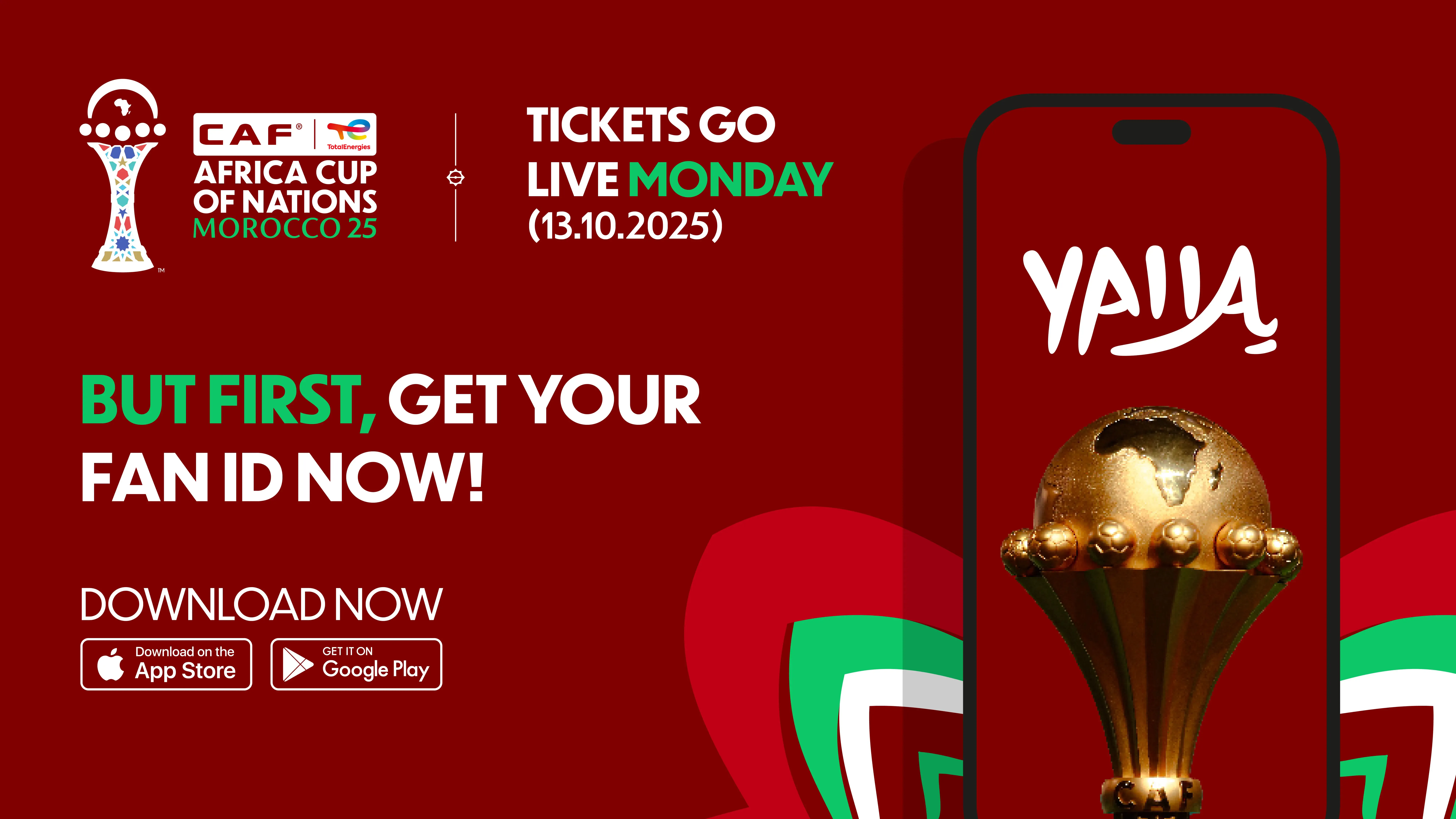 TotalEnergies CAF Africa Cup of Nations Morocco 2025 Tickets Sales open from Monday, 13 October with YALLA App now available